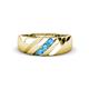 1 - Jamal Blue Topaz Diagonal Three Stone Men Wedding Band (6.50 mm) 