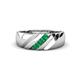 1 - Jamal Emerald Diagonal Three Stone Men Wedding Band (6.50 mm) 