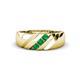 1 - Jamal Emerald Diagonal Three Stone Men Wedding Band (6.50 mm) 