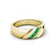 3 - Jamal Emerald Diagonal Three Stone Men Wedding Band (6.50 mm) 
