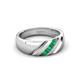 3 - Jamal Emerald Diagonal Three Stone Men Wedding Band (6.50 mm) 