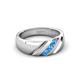 3 - Jamal Blue Topaz Diagonal Three Stone Men Wedding Band (6.50 mm) 