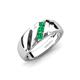 4 - Jamal Emerald Diagonal Three Stone Men Wedding Band (6.50 mm) 