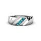 1 - Jamal London Blue Topaz Diagonal Three Stone Men Wedding Band (6.50 mm) 