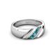 3 - Jamal London Blue Topaz Diagonal Three Stone Men Wedding Band (6.50 mm) 