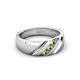 3 - Jamal Peridot Diagonal Three Stone Men Wedding Band (6.50 mm) 