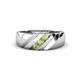 1 - Jamal Peridot Diagonal Three Stone Men Wedding Band (6.50 mm) 