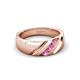 3 - Jamal Pink Sapphire Diagonal Three Stone Men Wedding Band (6.50 mm) 