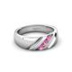 3 - Jamal Pink Sapphire Diagonal Three Stone Men Wedding Band (6.50 mm) 