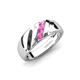 4 - Jamal Pink Sapphire Diagonal Three Stone Men Wedding Band (6.50 mm) 
