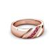3 - Jamal Pink Tourmaline Diagonal Three Stone Men Wedding Band (6.50 mm) 