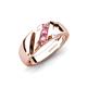 4 - Jamal Pink Tourmaline Diagonal Three Stone Men Wedding Band (6.50 mm) 