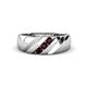1 - Jamal Red Garnet Diagonal Three Stone Men Wedding Band (6.50 mm) 