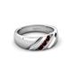 3 - Jamal Red Garnet Diagonal Three Stone Men Wedding Band (6.50 mm) 