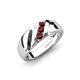 4 - Jamal Red Garnet Diagonal Three Stone Men Wedding Band (6.50 mm) 