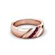 3 - Jamal Rhodolite Garnet Diagonal Three Stone Men Wedding Band (6.50 mm) 