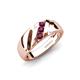 4 - Jamal Rhodolite Garnet Diagonal Three Stone Men Wedding Band (6.50 mm) 