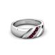 3 - Jamal Rhodolite Garnet Diagonal Three Stone Men Wedding Band (6.50 mm) 