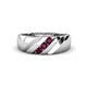 1 - Jamal Rhodolite Garnet Diagonal Three Stone Men Wedding Band (6.50 mm) 
