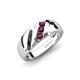4 - Jamal Rhodolite Garnet Diagonal Three Stone Men Wedding Band (6.50 mm) 