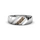 1 - Jamal Smoky Quartz Diagonal Three Stone Men Wedding Band (6.50 mm) 