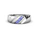 1 - Jamal Tanzanite Diagonal Three Stone Men Wedding Band (6.50 mm) 