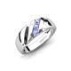 4 - Jamal Tanzanite Diagonal Three Stone Men Wedding Band (6.50 mm) 