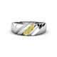 1 - Jamal Yellow Diamond Diagonal Three Stone Men Wedding Band (6.50 mm) 