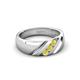 3 - Jamal Yellow Diamond Diagonal Three Stone Men Wedding Band (6.50 mm) 