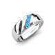 4 - Jamal Blue Topaz Diagonal Three Stone Men Wedding Band (6.50 mm) 