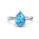 1 - Solina 2.43 ctw Pear Shape Blue Topaz accented Lab Grown Diamond Hidden Halo Women Engagement Ring 