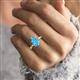 2 - Solina 2.43 ctw Pear Shape Blue Topaz accented Lab Grown Diamond Hidden Halo Women Engagement Ring 
