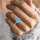 2 - Solina 2.43 ctw Pear Shape Blue Topaz accented Lab Grown Diamond Hidden Halo Women Engagement Ring 
