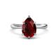 1 - Solina 2.23 ctw Pear Shape Red Garnet accented Lab Grown Diamond Hidden Halo Women Engagement Ring 