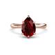 1 - Solina 2.23 ctw Pear Shape Red Garnet accented Lab Grown Diamond Hidden Halo Women Engagement Ring 