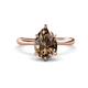 1 - Solina 1.93 ctw Pear Shape Smoky Quartz accented Lab Grown Diamond Hidden Halo Women Engagement Ring 