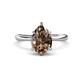 1 - Solina 1.93 ctw Pear Shape Smoky Quartz accented Lab Grown Diamond Hidden Halo Women Engagement Ring 