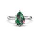 1 - Solina 2.67 ctw Pear Shape Created Alexandrite accented Lab Grown Diamond Hidden Halo Women Engagement Ring 