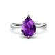 1 - Solina 1.78 ctw Pear Shape Amethyst accented Lab Grown Diamond Hidden Halo Women Engagement Ring 