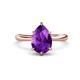 1 - Solina 1.78 ctw Pear Shape Amethyst accented Lab Grown Diamond Hidden Halo Women Engagement Ring 