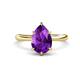 1 - Solina 1.78 ctw Pear Shape Amethyst accented Lab Grown Diamond Hidden Halo Women Engagement Ring 