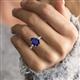 2 - Solina 2.58 ctw Pear Shape Created Blue Sapphire accented Lab Grown Diamond Hidden Halo Women Engagement Ring 