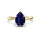 1 - Solina 2.58 ctw Pear Shape Created Blue Sapphire accented Lab Grown Diamond Hidden Halo Women Engagement Ring 
