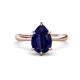 1 - Solina 2.58 ctw Pear Shape Created Blue Sapphire accented Lab Grown Diamond Hidden Halo Women Engagement Ring 