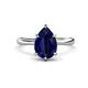 1 - Solina 2.58 ctw Pear Shape Created Blue Sapphire accented Lab Grown Diamond Hidden Halo Women Engagement Ring 