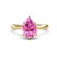 1 - Solina 2.58 ctw Pear Shape Created Pink Sapphire accented Lab Grown Diamond Hidden Halo Women Engagement Ring 