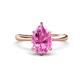 1 - Solina 2.58 ctw Pear Shape Created Pink Sapphire accented Lab Grown Diamond Hidden Halo Women Engagement Ring 