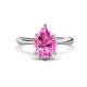 1 - Solina 2.58 ctw Pear Shape Created Pink Sapphire accented Lab Grown Diamond Hidden Halo Women Engagement Ring 