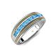 4 - Zaid 0.45 ctw Round Blue Topaz Two Toned and High Polished Edges Men Wedding Band (8 mm) 
