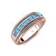 4 - Zaid 0.45 ctw Round Blue Topaz Two Toned and High Polished Edges Men Wedding Band (8 mm) 